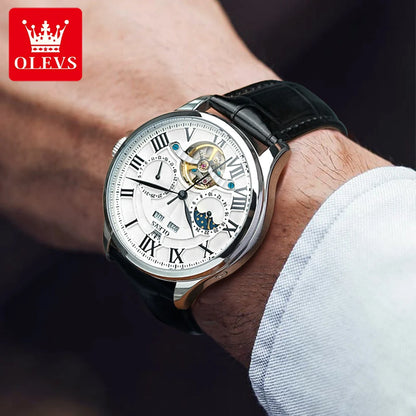 OLEVS 7013 Automatic Men Watch Moon phase Waterproof Luxury Men's Watch Date Stainless steel Mechanical Watch