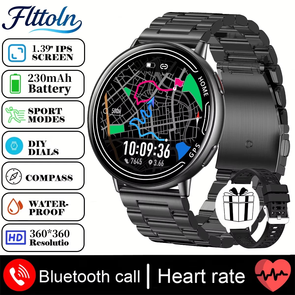 New hot GPS smartwatch 1.43 AMOLED Compass, IP68 waterproof,Bluetooth call,multi-sport watch, gift for men and women For Android