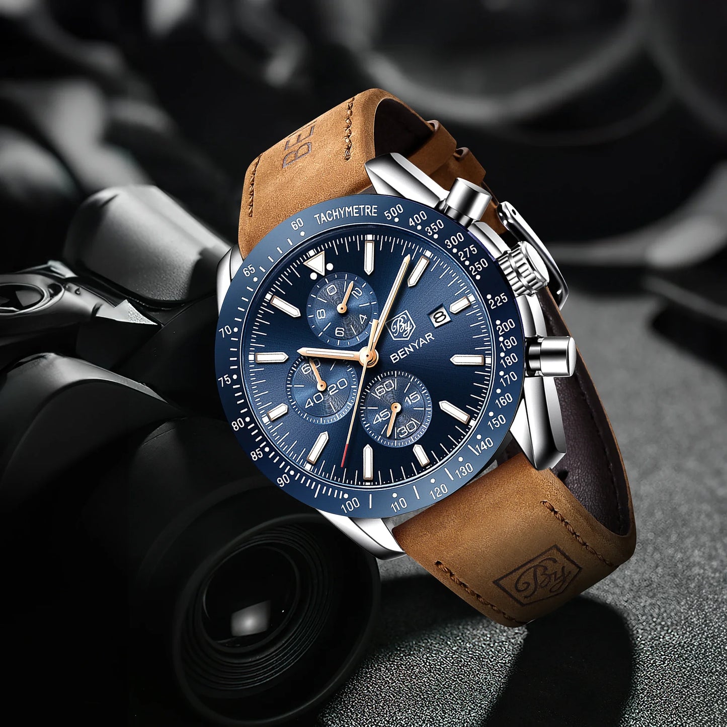 SAPPHERO Classic Quartz Men's Watch Chronicle Waterproof Men's Watch Leather Strap Business Casual Sports Clock