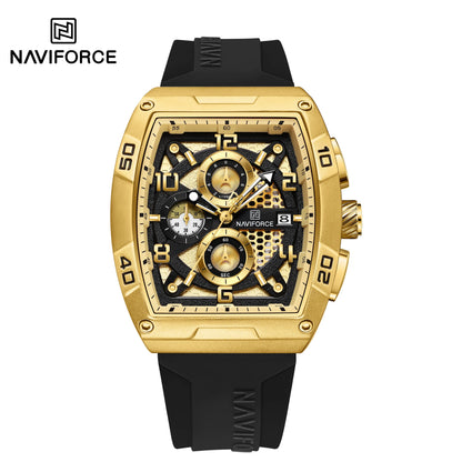 NAVIFORCE Men Quartz Multi-function Calendar Watches Male Personalized Fashion Sport  Wrist Watches Large Dial TPU Strap Clock