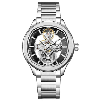 Lnverted Tourbillon Design Watch Leather Strap Waterproof Luxury Sports Men Skeleton Automatic Mechanical Watch