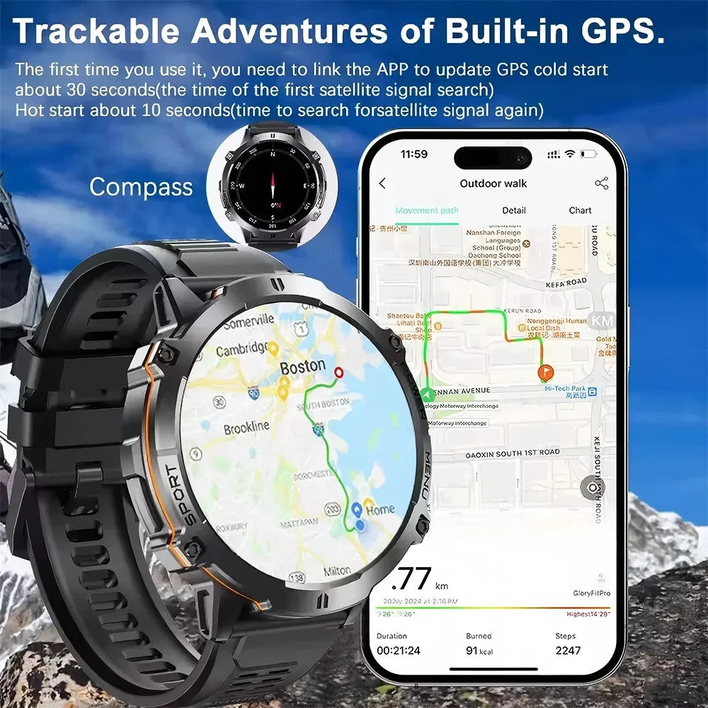 2026 Military TANK X3 Smart Watch Men 1.73" AMOLED Screen 5ATM Waterproof 1000mAh Battery GPS Sports Fitness Track Smart Watches