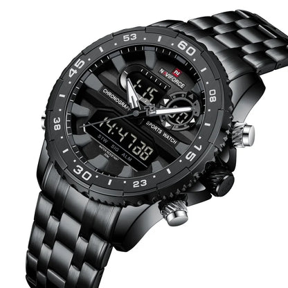NAVIFORCE Fashion Brand Black Gold Men Watch Fashion Luxury Quartz Wrist Watches Sport Waterproof  Stainless Steel Strap NF9234