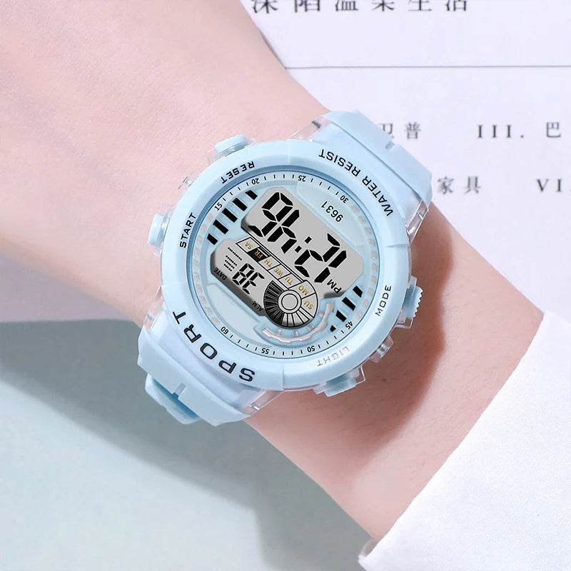 1/2pcs Fashion Sports Watch 30M Waterproof 7 Colors LED Backlight Alarm Stopwatch Electronic Wristwatch for Teens Men Women