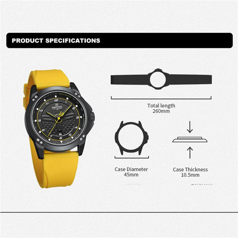 NAVIFORCE Watch For Men Classic Fashion Date Luminous Waterproof Sport Silicone Strap Quartz Wristwatches Relogio Masculino 2025