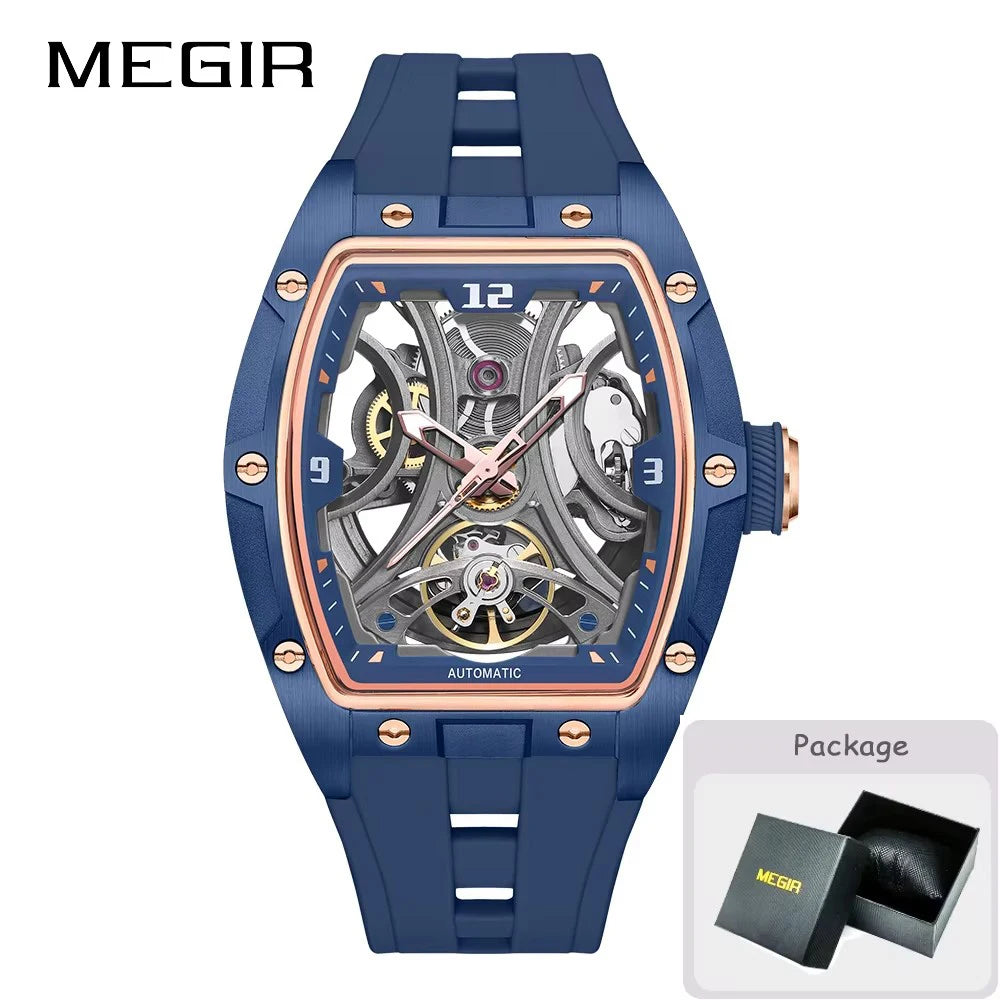 MEGIR 2026 New Men Automatic Mechanical Watches Men Luxury Brand Movemen Stainless Steel Waterproof Watch Relogio