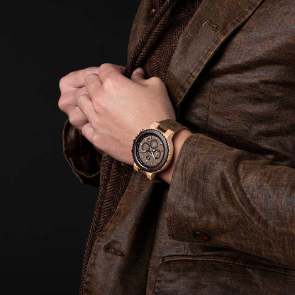 BOBOBIRD & KINGNOW Retro Design Men's Eco-Friendly Wooden Quartz Watch Vintage Eco-Friendly Wood Wristwatch Fashion Timepiece