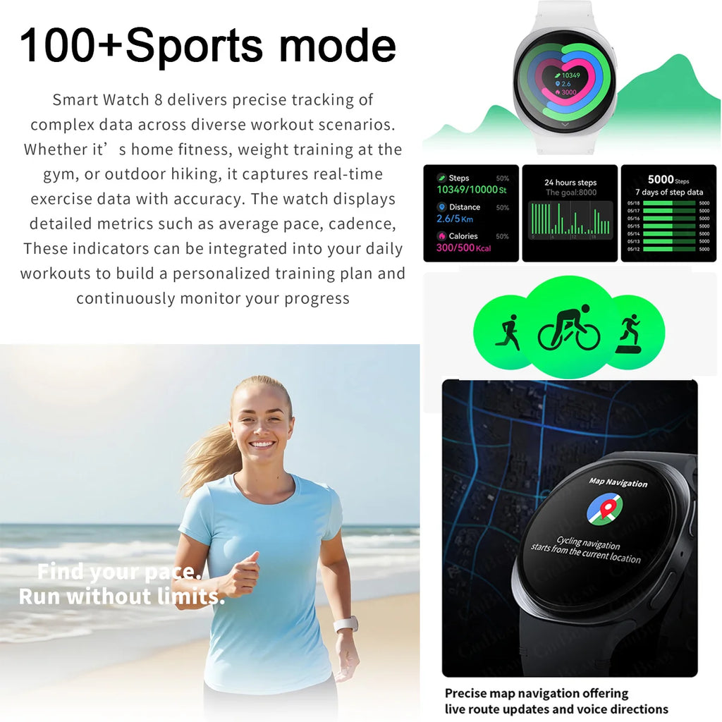 2026 New Watches 8 Mini GPS Track Smart Watch For Men Women Health Sports AMOLED Heart Rate Bluetooth Call Waterproof Smartwatch