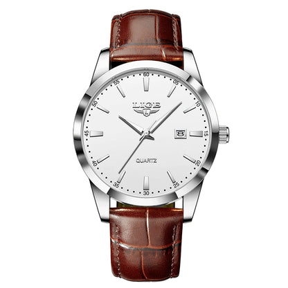 LIGE  Watch Fashion Leather Strap Mens Watches Military Quartz Wristwatches