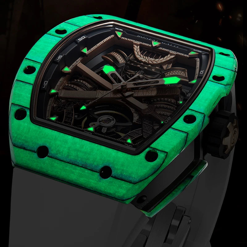 BONEST GATTI Fashion Automatic Movement Wristwatch Skeleton Warrior Big Dial Sapphire Glass Mechanical Watches for Men