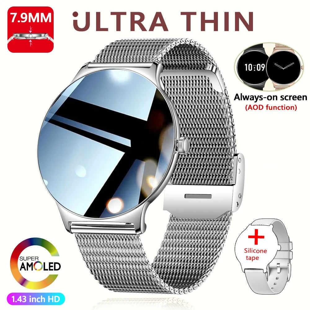2026 New 7.9MM Ultra Thin Smart Watch Women Screen Always Display Time Sports Bracelet Bluetooth Call Fashion Smartwatches ios