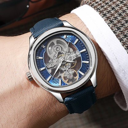 Lnverted Tourbillon Design Watch Leather Strap Waterproof Luxury Sports Men Skeleton Automatic Mechanical Watch