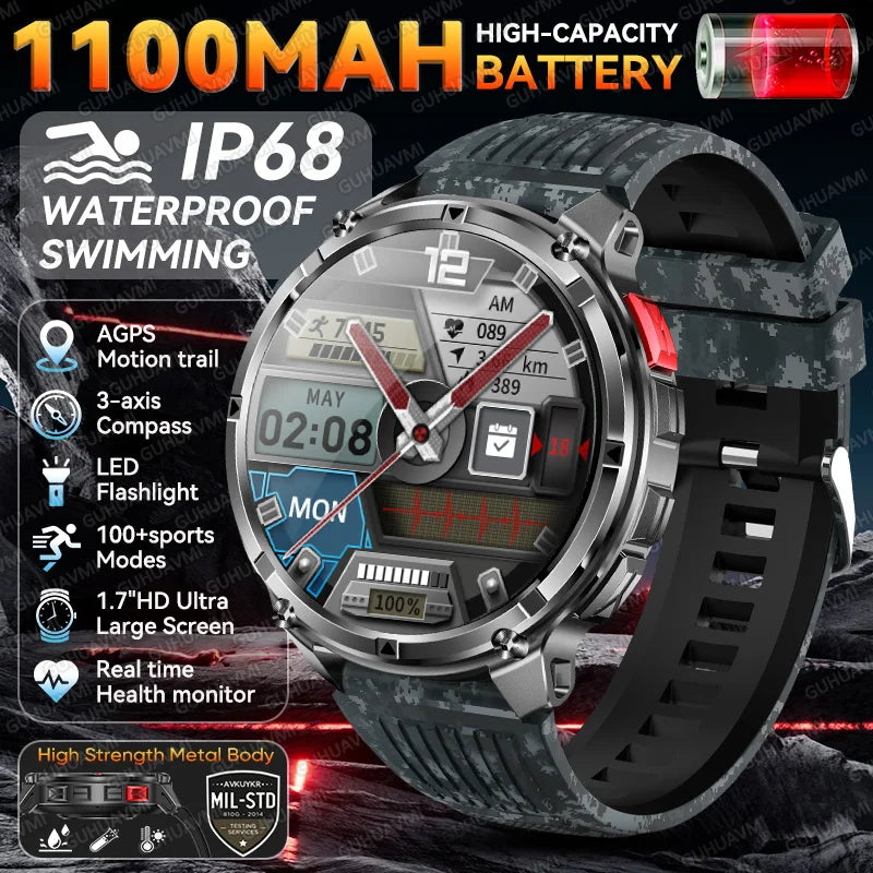2026 New T-Rex3 Ultra 1100mAh Super Capacity Battery Adult Men Smart Watch 1.7" Large Screen Call 5ATM Waterproof Sports Watches