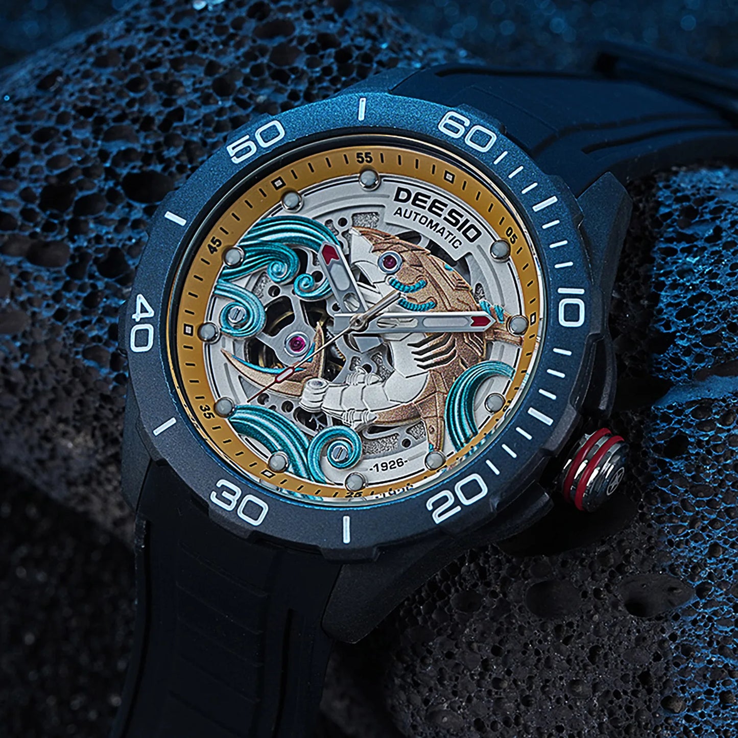 Deesio Luxury Men's Automatic Mechanical Watch Carbon Fiber Case Waterproof Luminous Hands Casual Sports Wristwatch Mens Gift