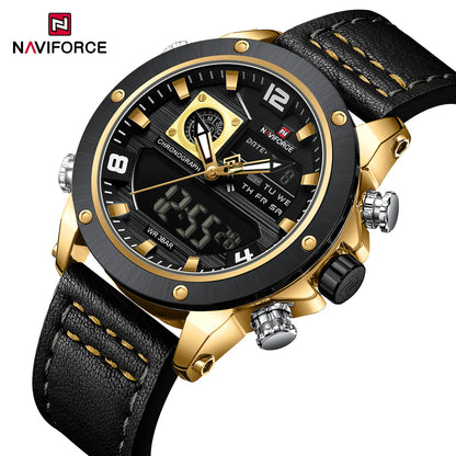 NAVIFORCE Digital Mens Military Watch Waterproof Watch Dual Display Quartz Sports Watch For Men Luminous High Quality Wristwatch