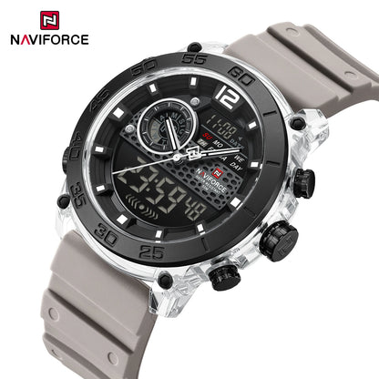 NAVIFORCE Men's Lightweight Sports Wrist Watch Dual Display Time Night Light Watches Boy's Quartz  Stopwatch Multifunctional