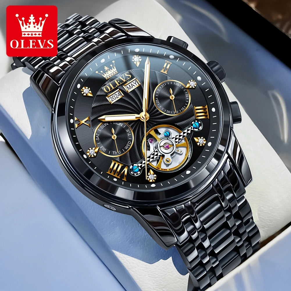 OLEVS 7088 Original Luxury Brand Men's Watch Chronograph Date Stainless steel Waterproof Mechanical Watch for Men NEW