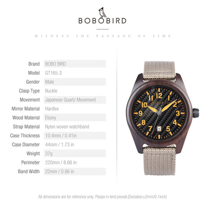 BOBOBIRD Wooden Watches Original Design Vintage Quartz Watches Eco Gifts for Man's Wristwatch Nylon Strap Clock 2024 New Arrival