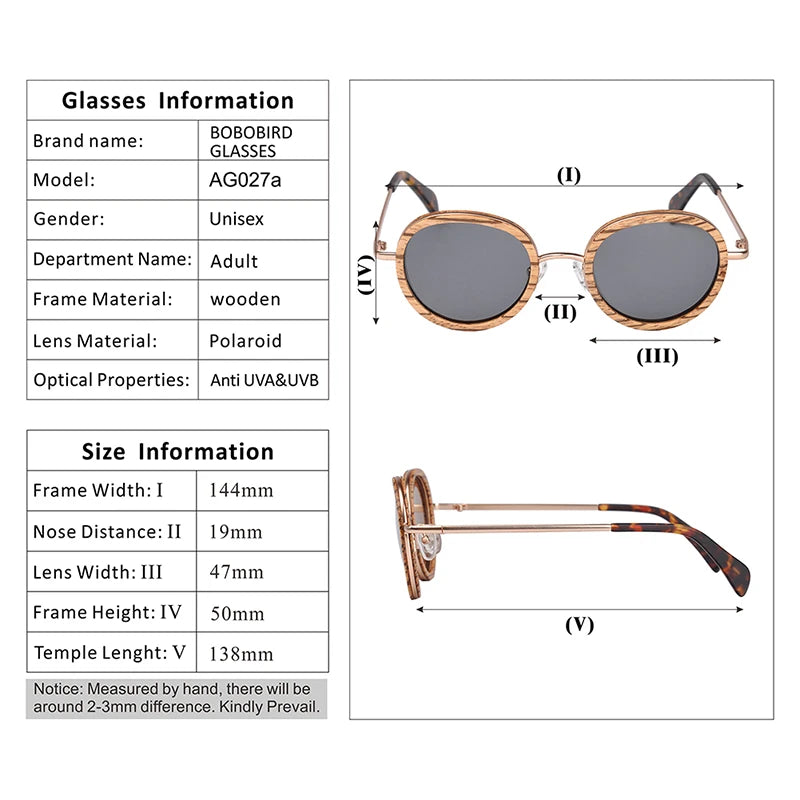 BOBO BIRD Women's Sunglasses Fashion Polarized UV400 Lens Metal Temple Eyewear Vintage Oval Wood Glasses in Wooden Gift Box
