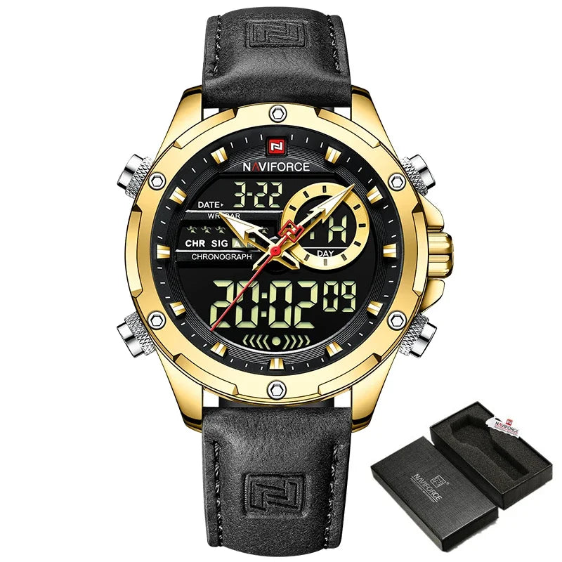 NAVIFORCE NF9208 Digital Men Military Watch Waterproof Wristwatch LED Quartz Clock Sport Big Watches