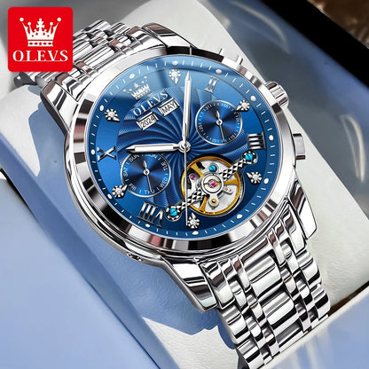 OLEVS 7088 Original Luxury Brand Men's Watch Chronograph Date Stainless steel Waterproof Mechanical Watch for Men NEW