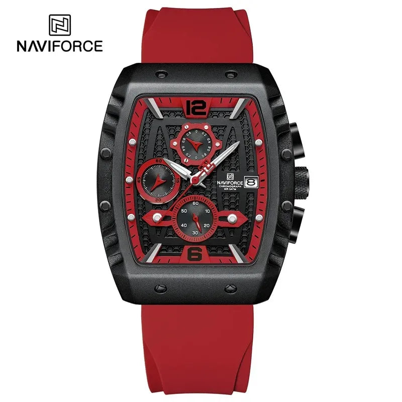NAVIFORCE NF8025  Luxury Watch Waterproof  Sport Quartz Soft Silicone Band Date Military Clock Chronograph Wristwatch