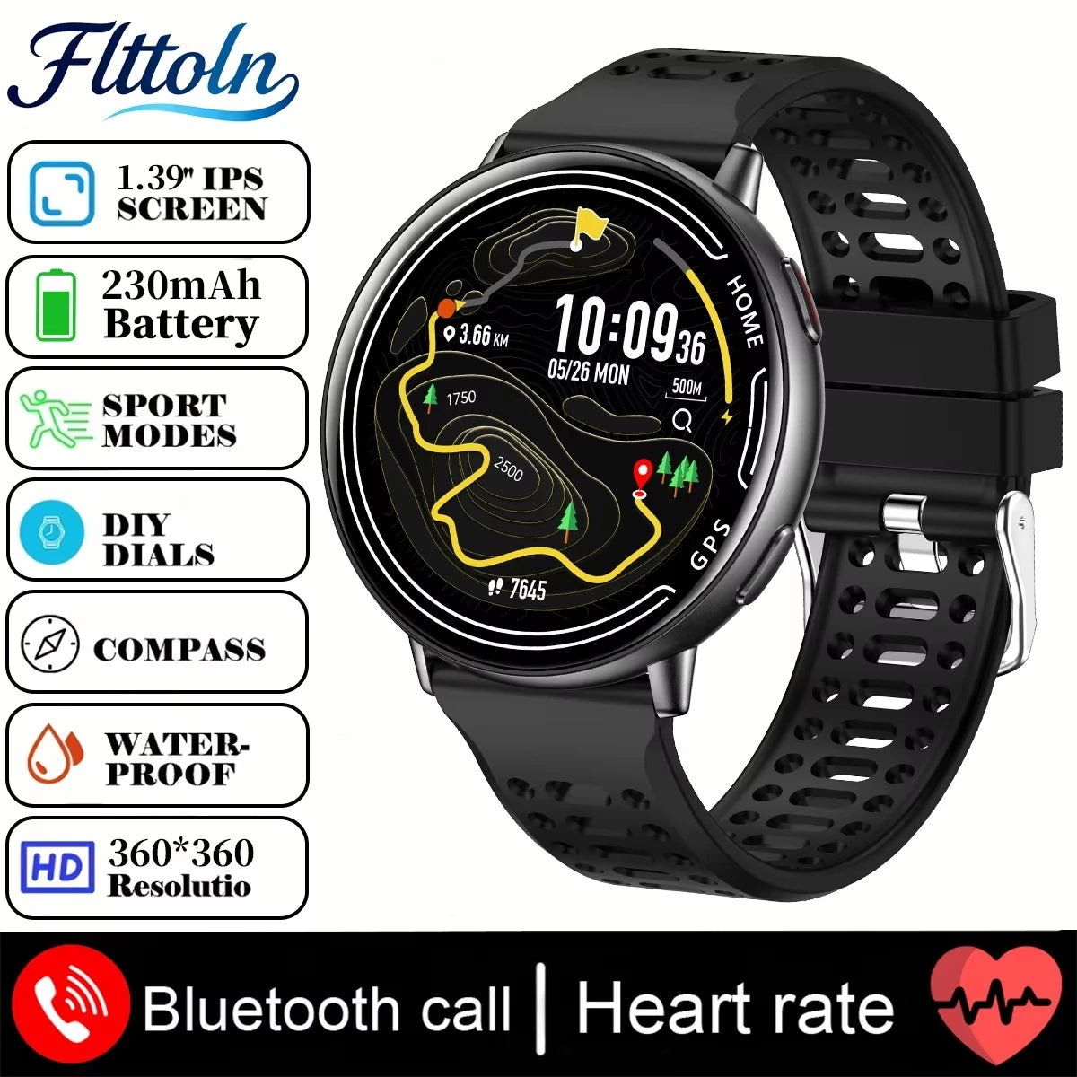 New hot GPS smartwatch 1.43 AMOLED Compass, IP68 waterproof,Bluetooth call,multi-sport watch, gift for men and women For Android