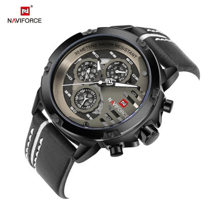 NAVIFORCE Mens Watch Top Brand Luxury Waterproof 24 Hour Date Quartz Watch Man Leather Sport WristWatch Men Waterproof Clock