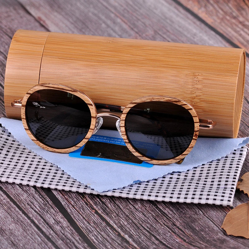 BOBO BIRD Women's Sunglasses Fashion Polarized UV400 Lens Metal Temple Eyewear Vintage Oval Wood Glasses in Wooden Gift Box