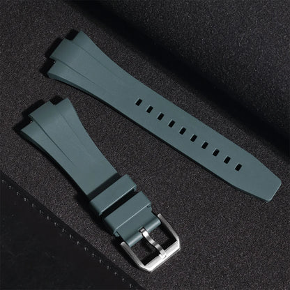 Perfect Fit For Tissot PRX 40 FKM Rubber Strap with Silver Pin Clasp - 12mm for Powermatic 80 (Unisex) Watch Bands