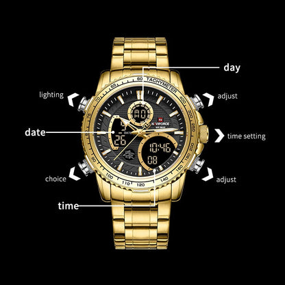 NAVIFORCE 2025 New Sport Watch for Men Luxury Original Wrist Watch Stainless Steel Mens Dual Display Military Waterproof Watches