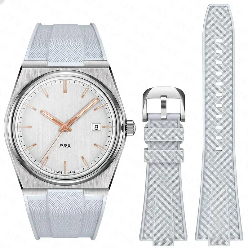 For Tissot PRX T137.407/T137.410 Quick Release Silicone Strap Super Player 40mm Men Convex Rubber Watch Band Bracelet 12mm