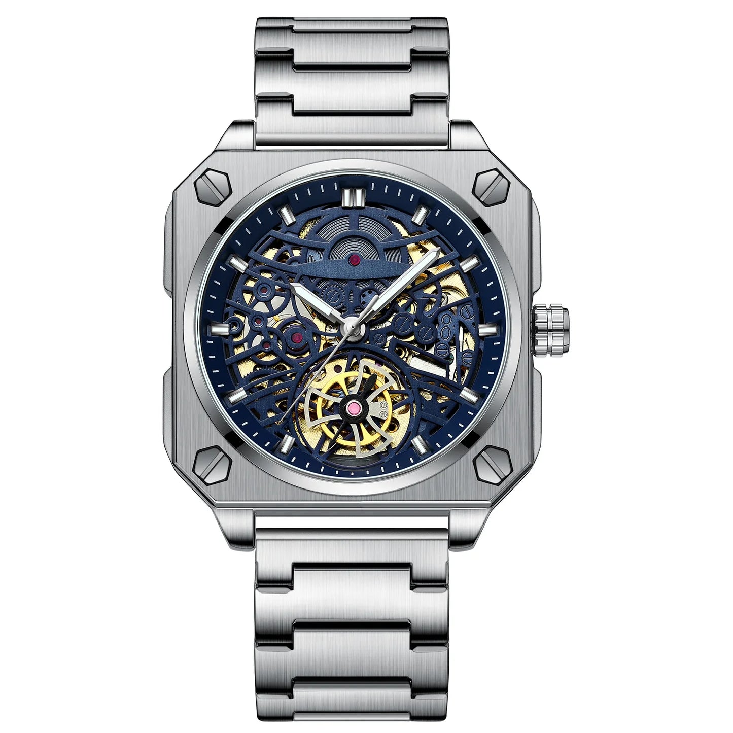BINBOND mechanical wristwatches for men luxury luminous waterproof automatic accurate tourbillon men's watch skeleton reloj