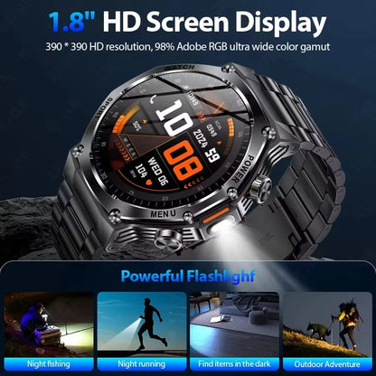 New Rugged Outdoor Sports Smartwatch 1.8" 390*390HD screen 800mAh Long Battery Life Fitness Tracker Calorie Distance Smart Watch