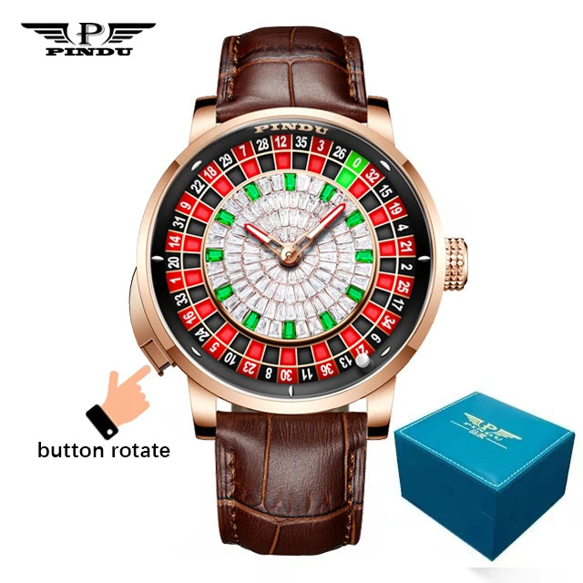 PINDU  NH35A Roulette Table Table Ceramic Sphere Sapphire Waterproof Mechanical Watches