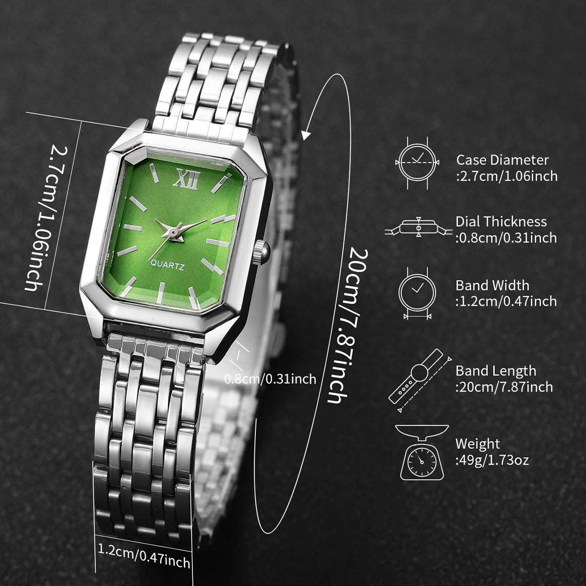1/8PCS Fashion Rectangle Women Quartz Wristwatch Casual Ladies  Watches Girls Clock Reloj Mujer(Without Box)