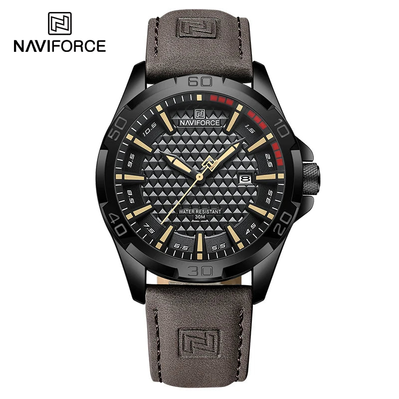 NAVIFORCE Men Casual Sport Military Quartz Calendar Wrist Watch for Man Business Leather Waterproof Male Clock Relogio Masculino