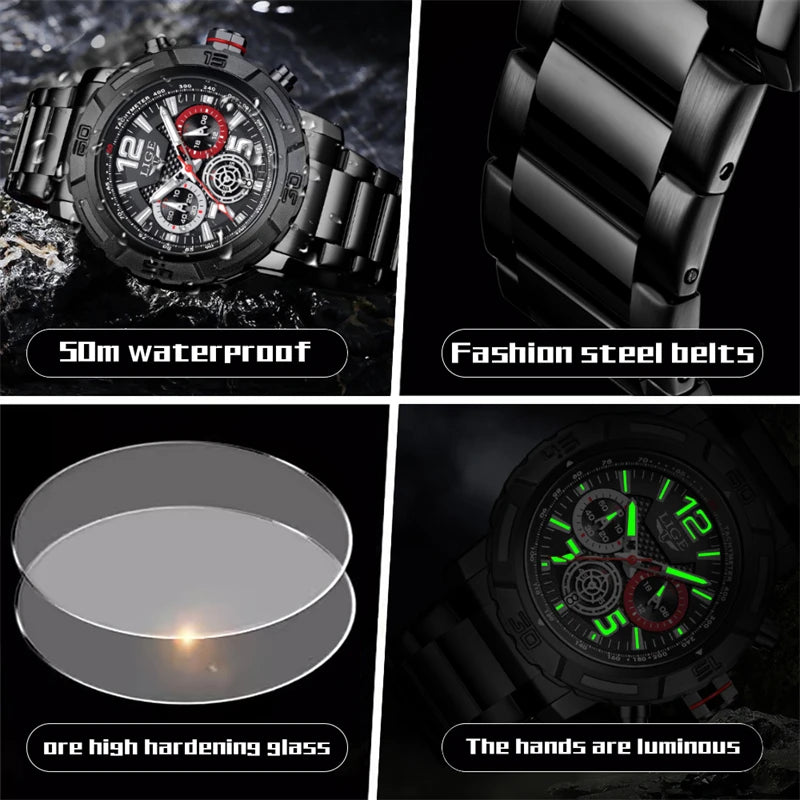 LIGE 2026 Mens Watches Top Brand Luxury Business Men Watch Chronograph Male Clock Men Quartz Wristwatches Relogio Masculino+BOX