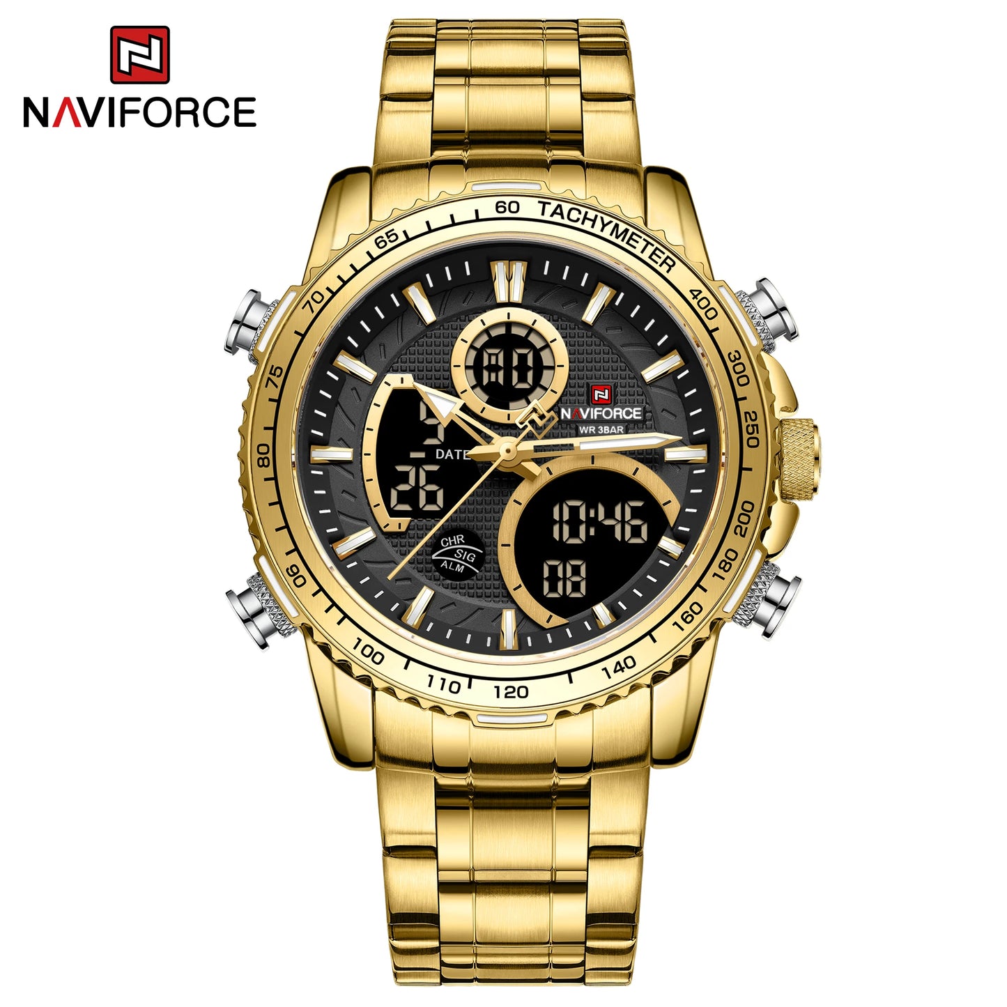 NAVIFORCE 2025 New Sport Watch for Men Luxury Original Wrist Watch Stainless Steel Mens Dual Display Military Waterproof Watches