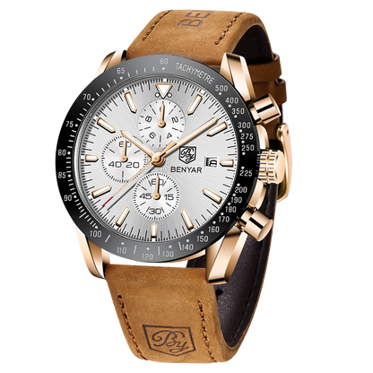SAPPHERO Classic Quartz Men's Watch Chronicle Waterproof Men's Watch Leather Strap Business Casual Sports Clock