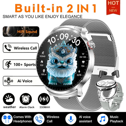 For Xiaomi New 2 in 1 Smart Watch With Earbuds Smartwatch TWS Bluetooth Earphone Heart Rate Blood Oxygen Monitor Sports Watch