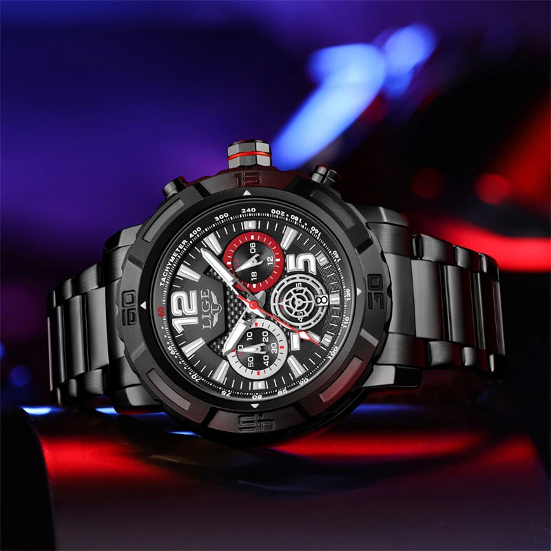 LIGE 2026 Mens Watches Top Brand Luxury Business Men Watch Chronograph Male Clock Men Quartz Wristwatches Relogio Masculino+BOX