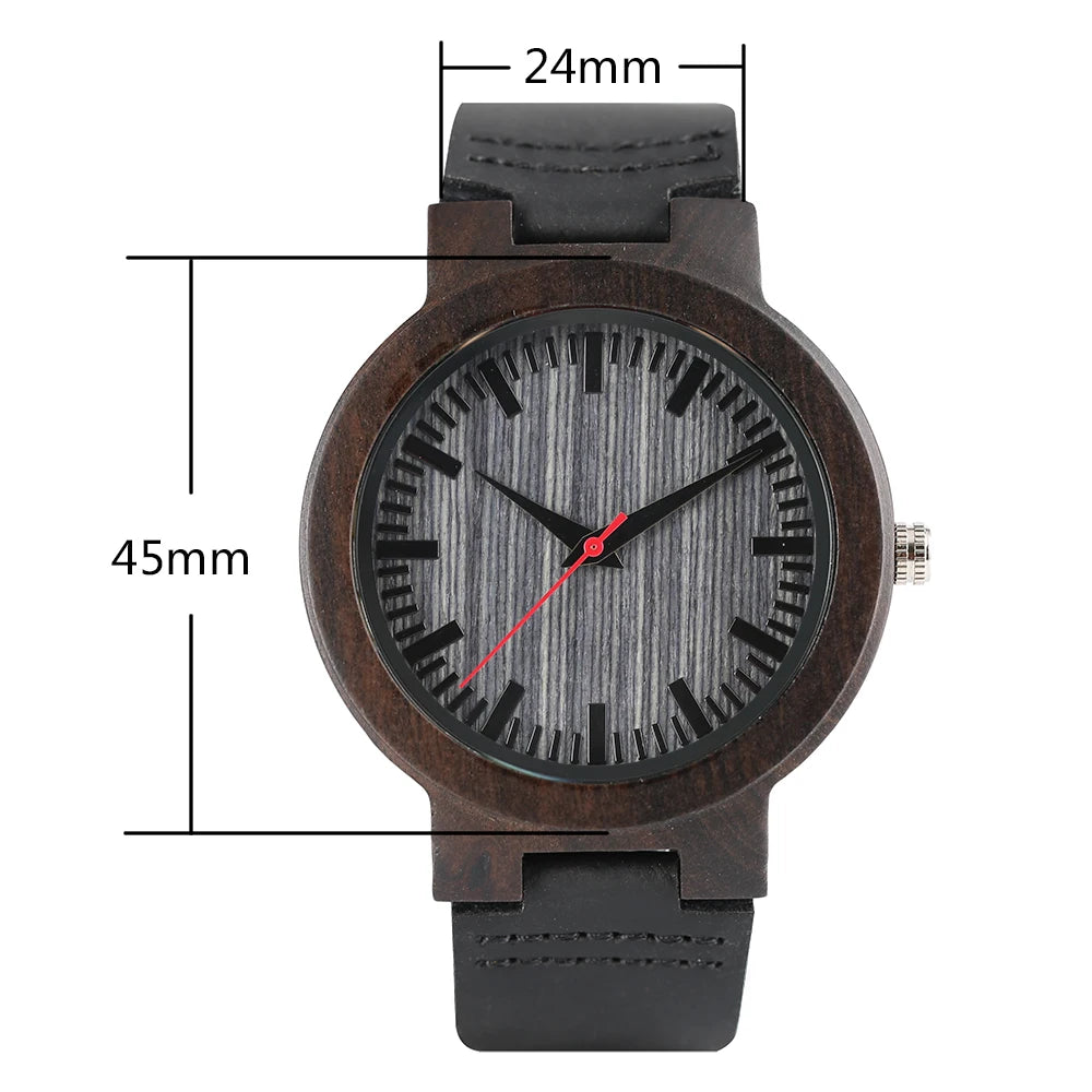 Bob Bird Watch Case Quartz Wristwatch Black Genuine Leather Watch