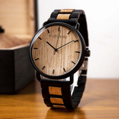 BOBO BIRD Watch Men Zebra Wood  Luxury Brand montre homme Quartz Wristwatches Male Clock Simple Ultra-thin Watches for Man