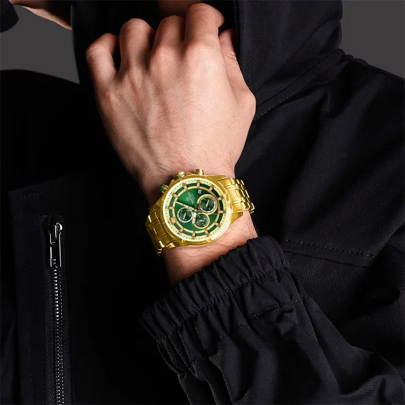 NAVIFORCE NF8046  Watch Business Luminous Waterproof Stainless Steel Strap Chronograph Quartz Wristwatch