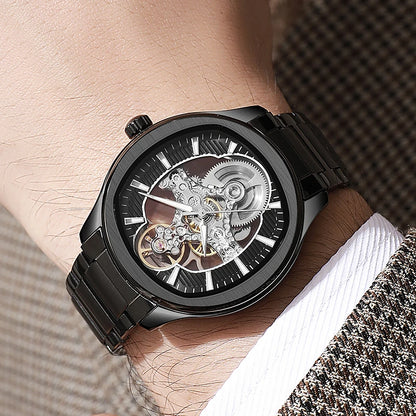 Lnverted Tourbillon Design Watch Leather Strap Waterproof Luxury Sports Men Skeleton Automatic Mechanical Watch