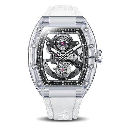 ChronoState BONEST GATTI Tourbillon – Automatic Crystal Skeleton Watch | Sapphire Luminous Rubber Strap Timepiece