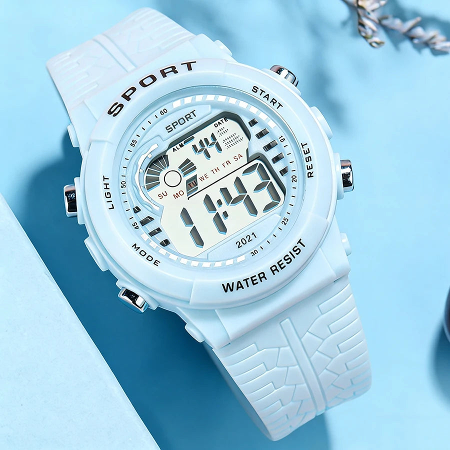 1/2pcs Fashion Sports Watch 30M Waterproof 7 Colors LED Backlight Alarm Stopwatch Electronic Wristwatch for Teens Men Women