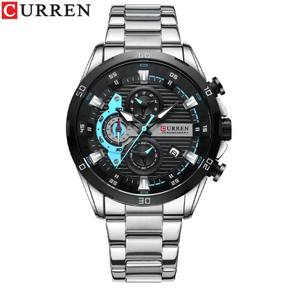 Stainless Steel Watches for Mens Creative Fashion Luminous Dial with Chronograph Clock Male Casual Wristwatches Business
