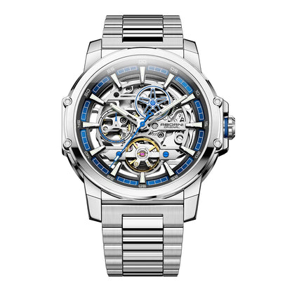 ABORNI 9039 Unique Design Skeleton Dial Tourbillon Men Watch Stainless Steel Waterproof Luxury Automatic Mechanical Men's Watch
